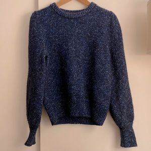 Banana Republic chunky puff sleeve blue metallic sweater. No returns.